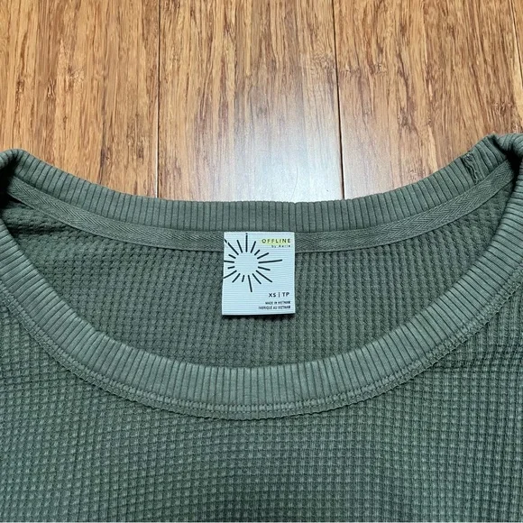 Aerie Sage Long Sleeve Waffle Knit Top - Picture 3 of 4